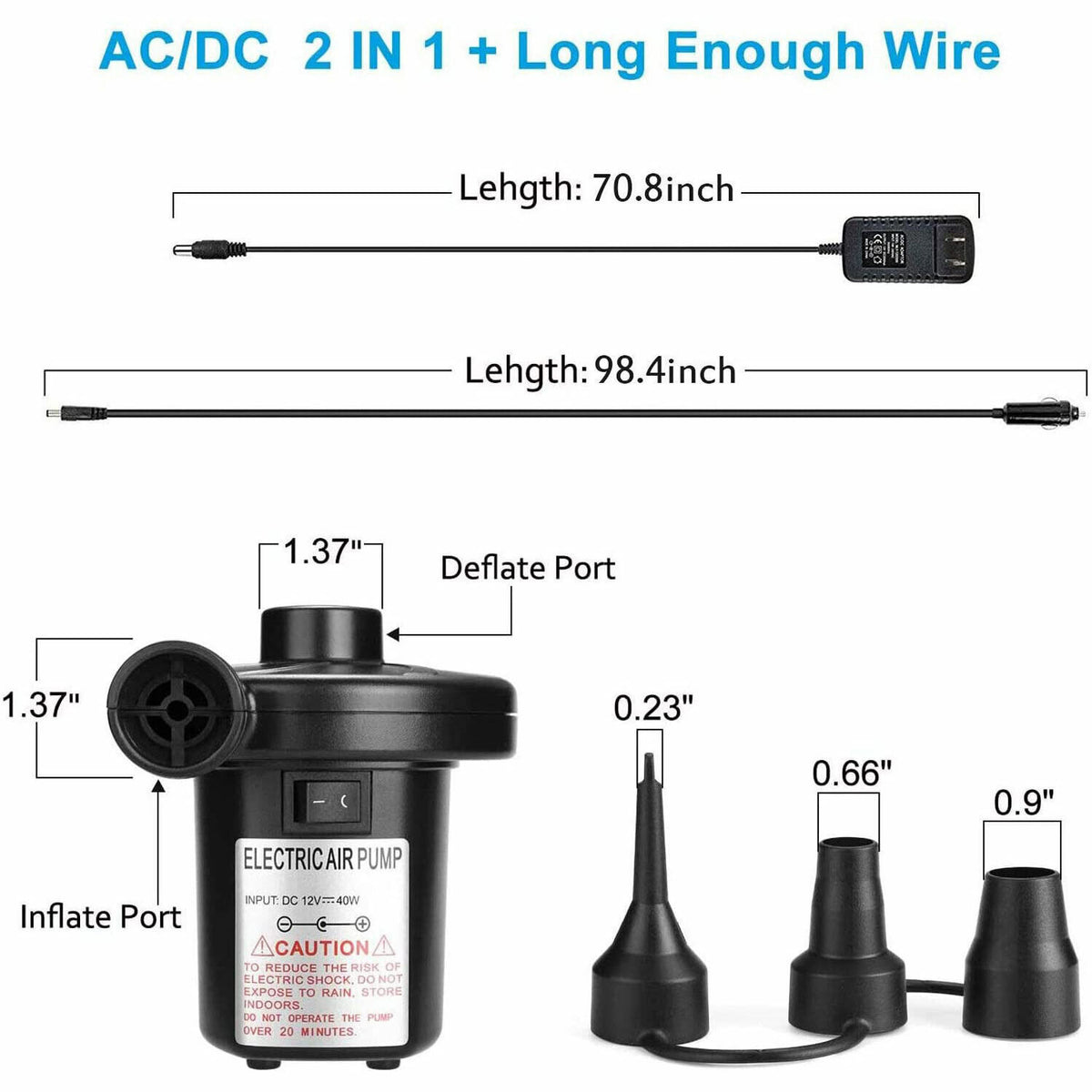 Electric Air Pump for Inflatable Camping Portable U920