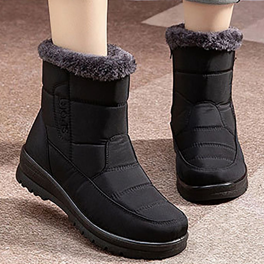Women's Mid Calf Snow Boots with Side Zipper D943