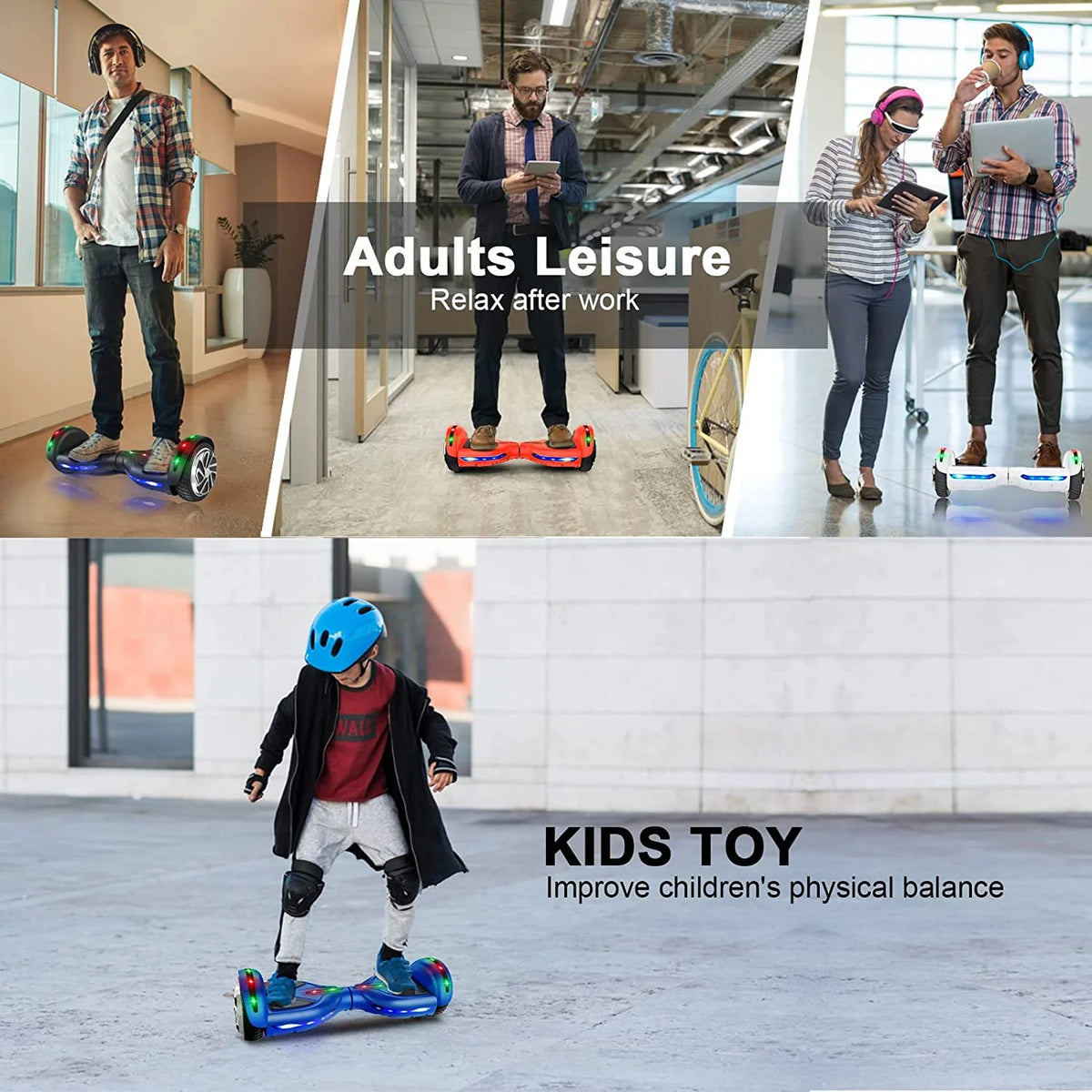 6.5inch Self Balancing Hoverboard with Bluetooth Speaker LED Lights A6419