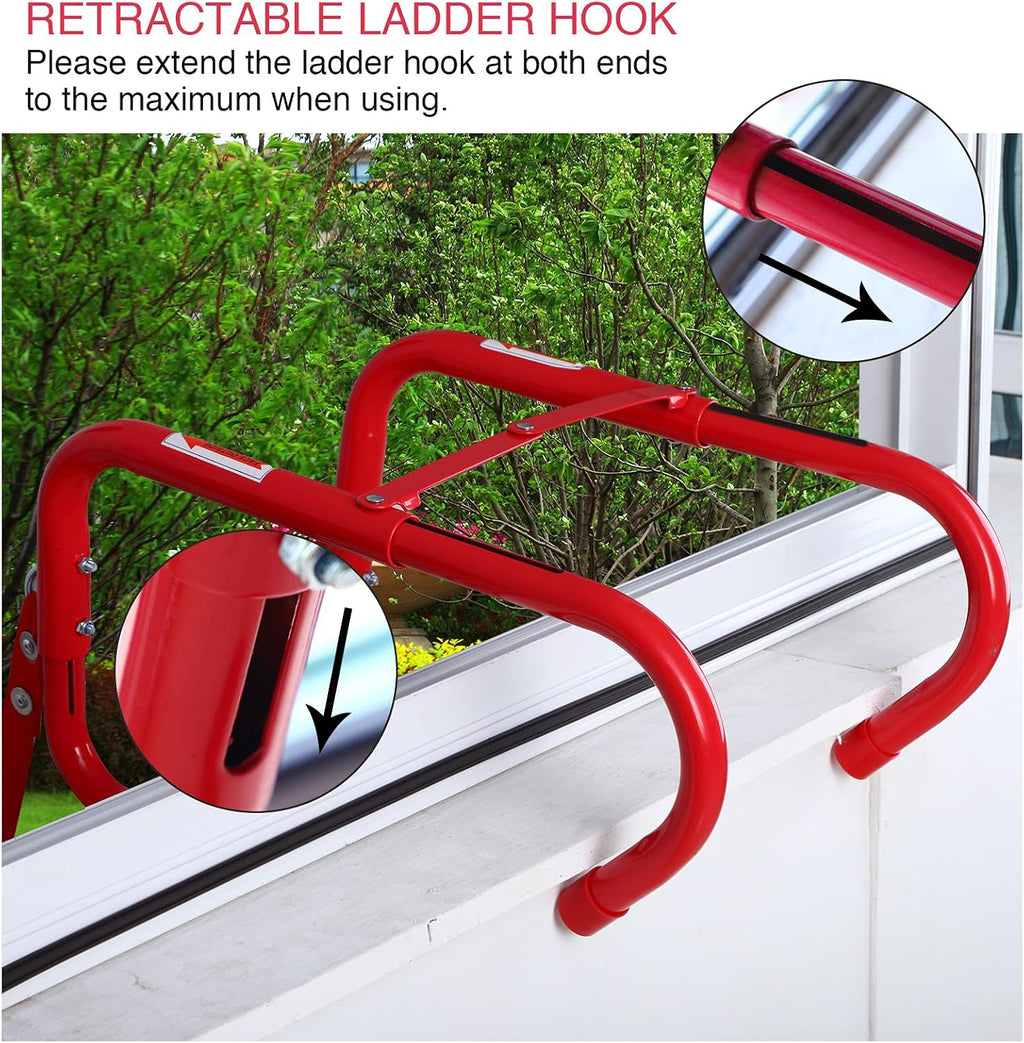 15 Foot Retractable Fire Escape Ladder with Aluminum Steps, Pack of 2 D57652