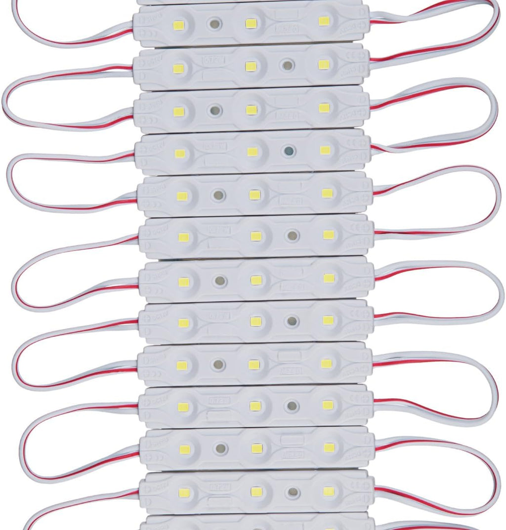 200pcs Daylight White 6500K 0.72W 12 Volt DC LED Module 2835 SMD 3 LEDs Waterproof with Tape Adhesive Backside Pack of 2 F4813