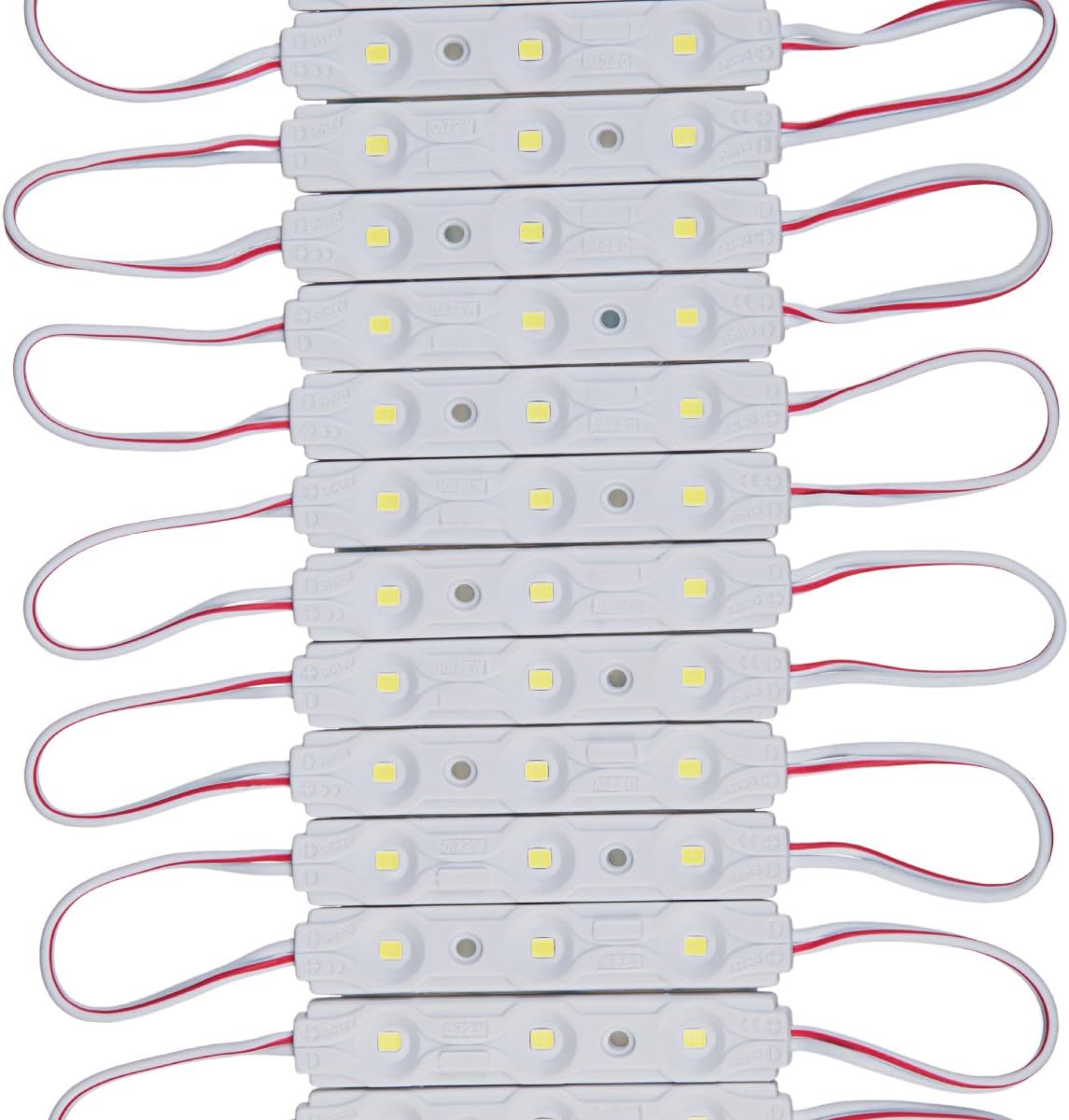 200pcs Daylight White 6500K 0.72W 12 Volt DC LED Module 2835 SMD 3 LEDs Waterproof with Tape Adhesive Backside Pack of 2 F4813
