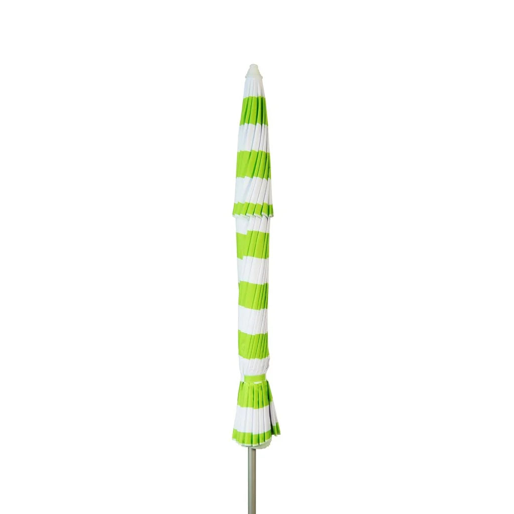 8 ft Lime and White Stripe Patio Beach Umbrella with Travel Bag Z638