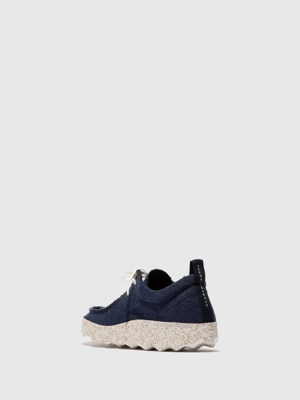 Navy Recycled Linen Lace-Up Trainers S4351