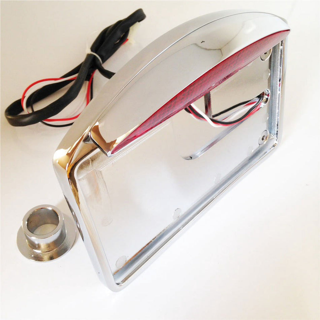 Chrome Side Mounted License Plate Bracket with Led Tail Light Brake Light V966