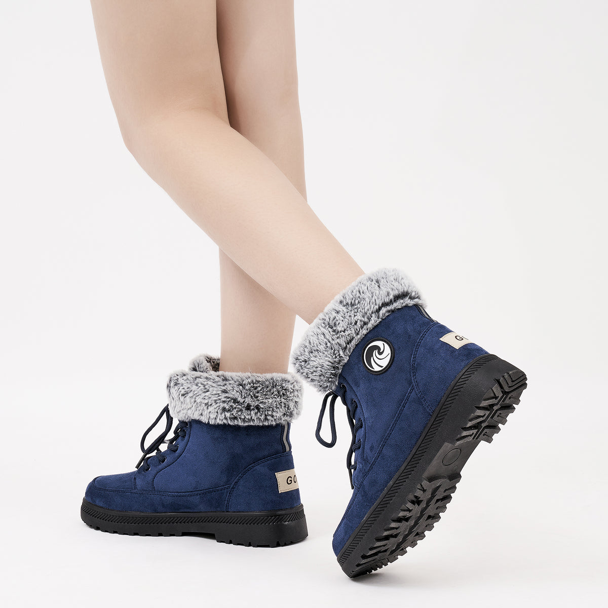 Winter Snow Boots Lace Up Flat Anti-Slip Ankle Boots C840