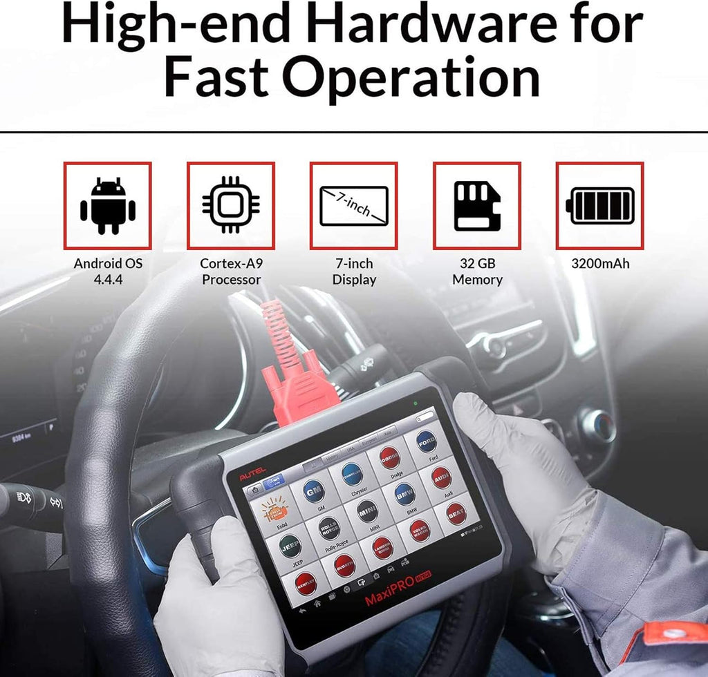 Autel MaxiPRO MP808 Automotive Diagnostic Scan Tool with All Systems Diagnoses, Bi-directional Control, 30+ Service Function, Key Coding and Injector Coding U368104