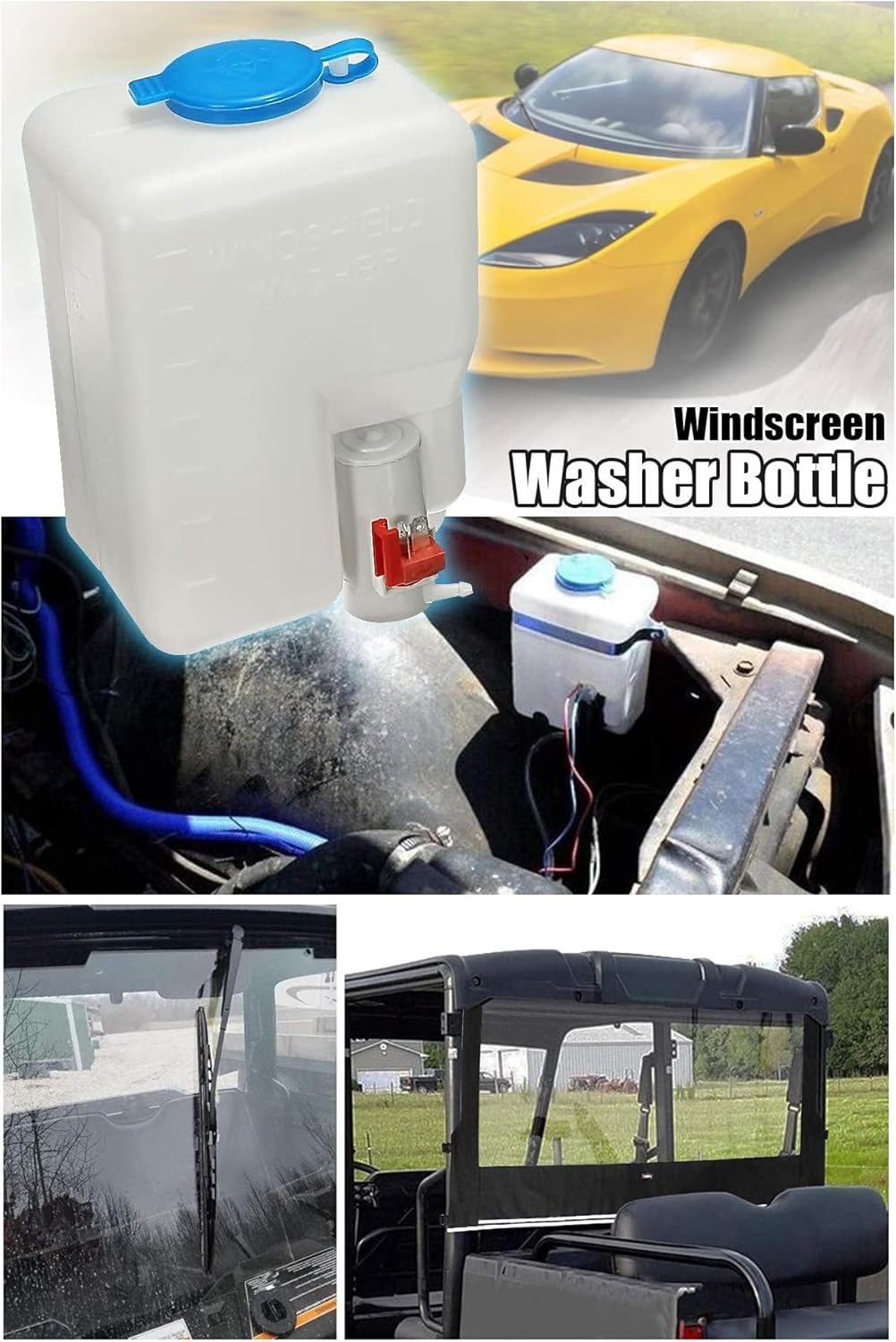 12V Electric Motor UTV Windshield Wiper Kit with Washer Pump Pack of 2 V43988