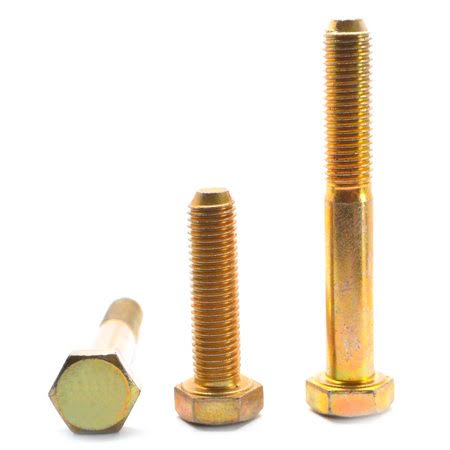 1/2 inch-13 x 5 1/4 inch Coarse Thread Grade 8 Hex Cap Screw Alloy Steel Yellow Zinc Plated Pk 100 O3518