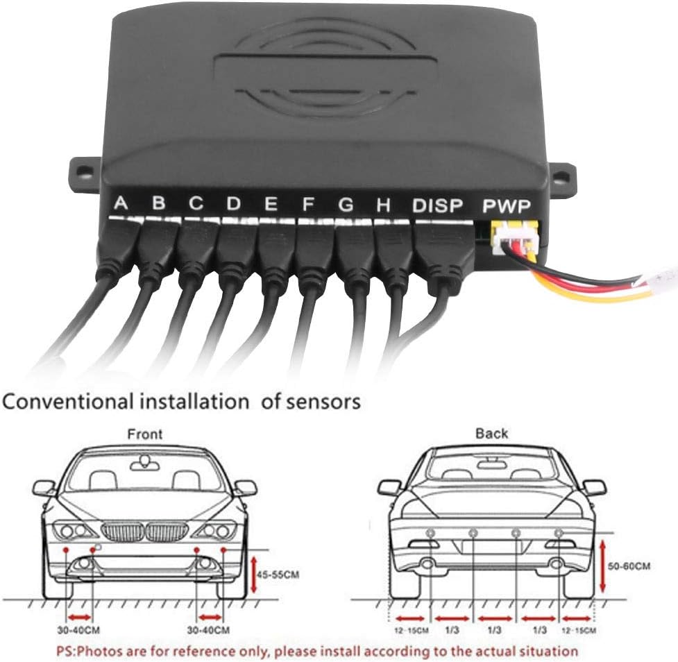 Universal Car Reverse Backup Radar System 8 Sensors LED Display Pack of 2 I33725