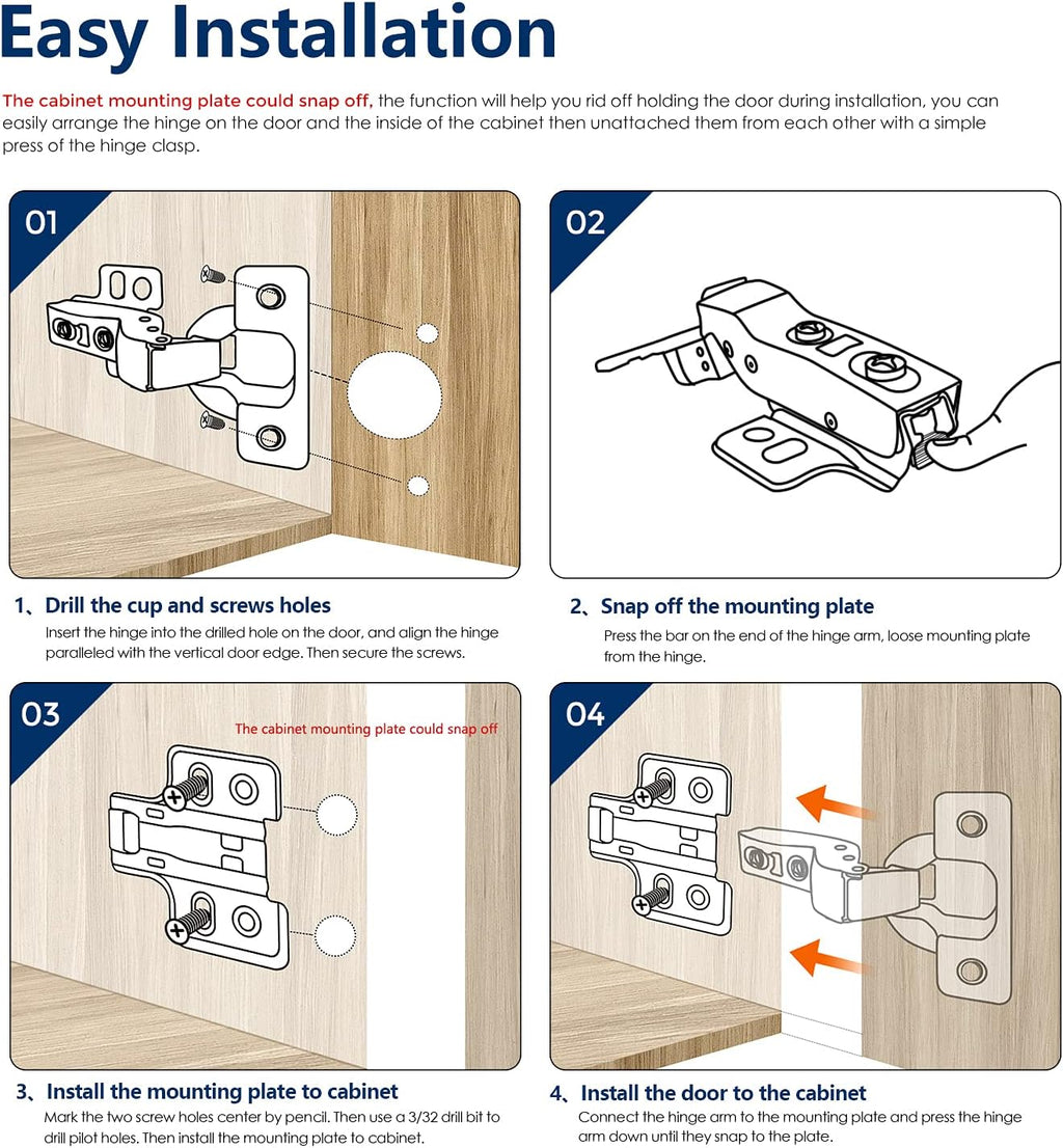 50 Pack 25 Pairs Soft Close Full Overlay Cabinet Door Hinges I728