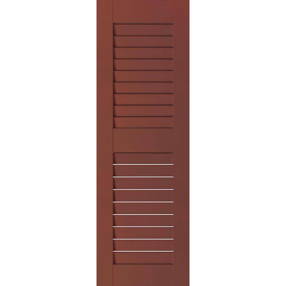 15 in. x 41 in. Exterior Real Wood Louvered Shutters Pair R185343