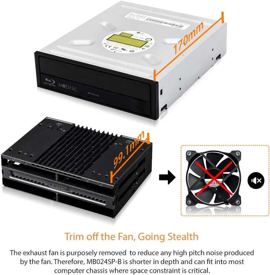 Tray-Less 4X 2.5 SAS/SATA SSD/HDD Mobile Rack for 5.25" Bay, Pack of 2 H36720