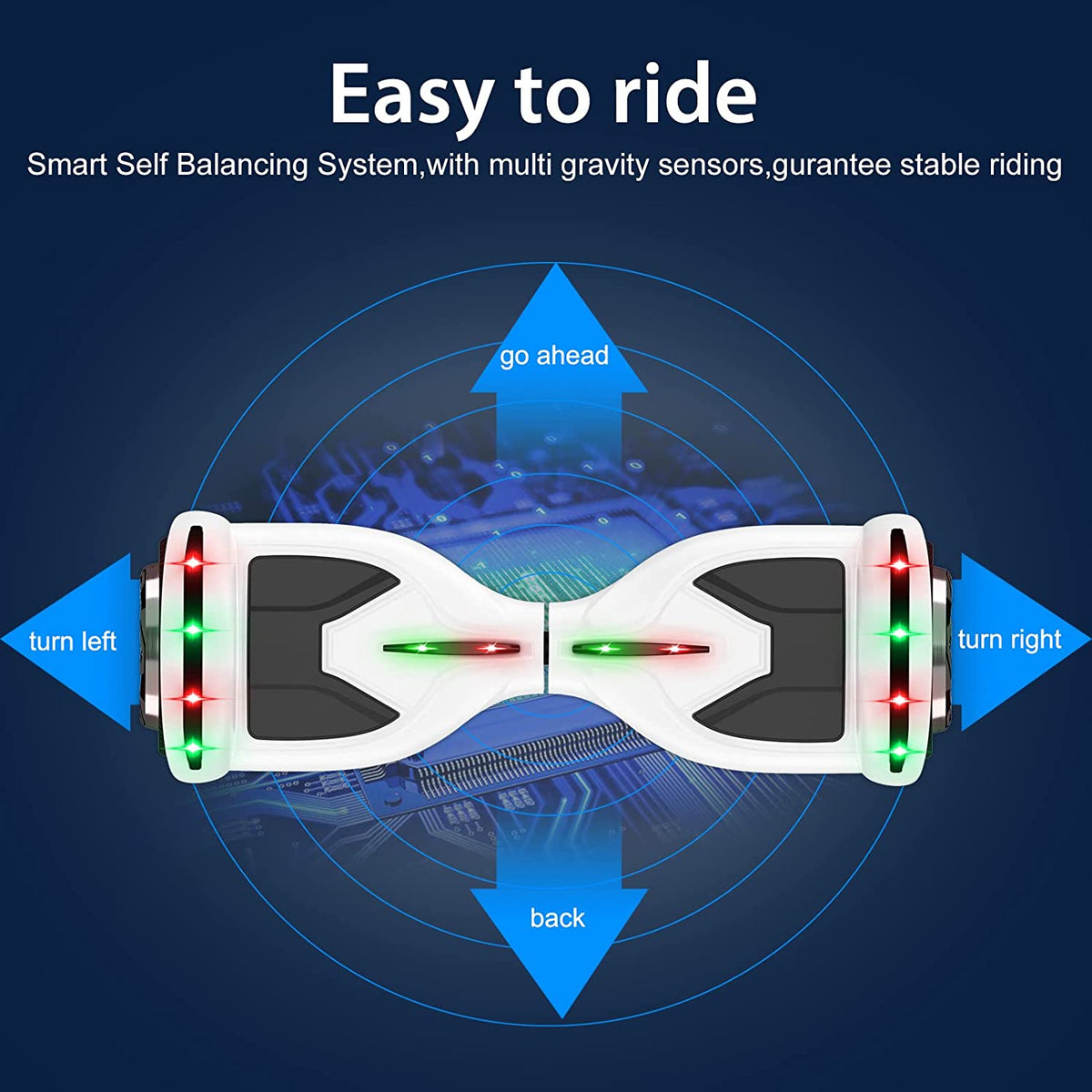 6.5inch Self Balancing Hoverboard with Bluetooth Speaker LED Lights A6419