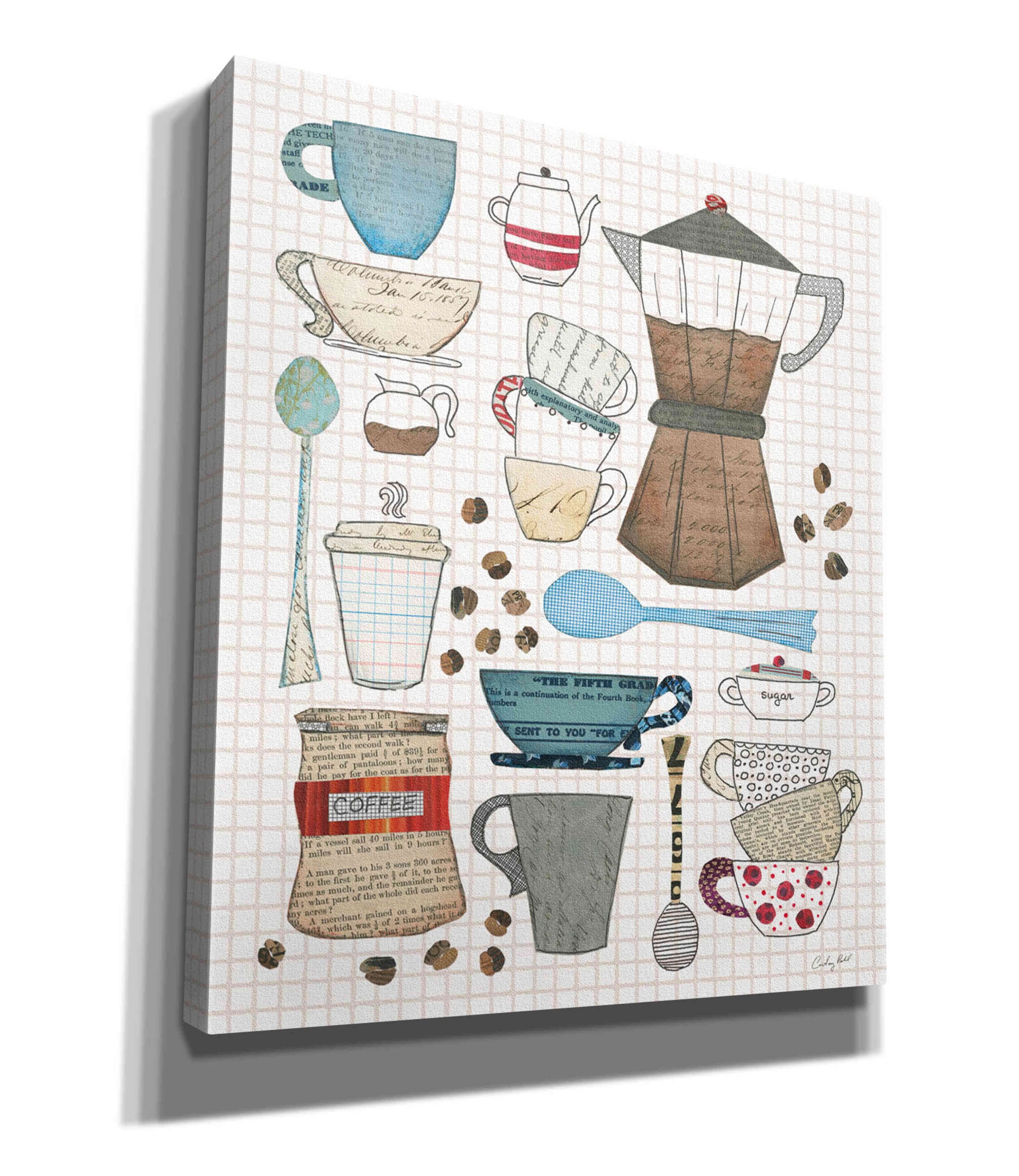Coffee Chart I v2 Gingham Giclee Canvas Wall Art W57346