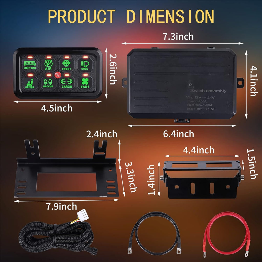 8 Gang Touch Switch Panel with Harness and Label Stickers E230449