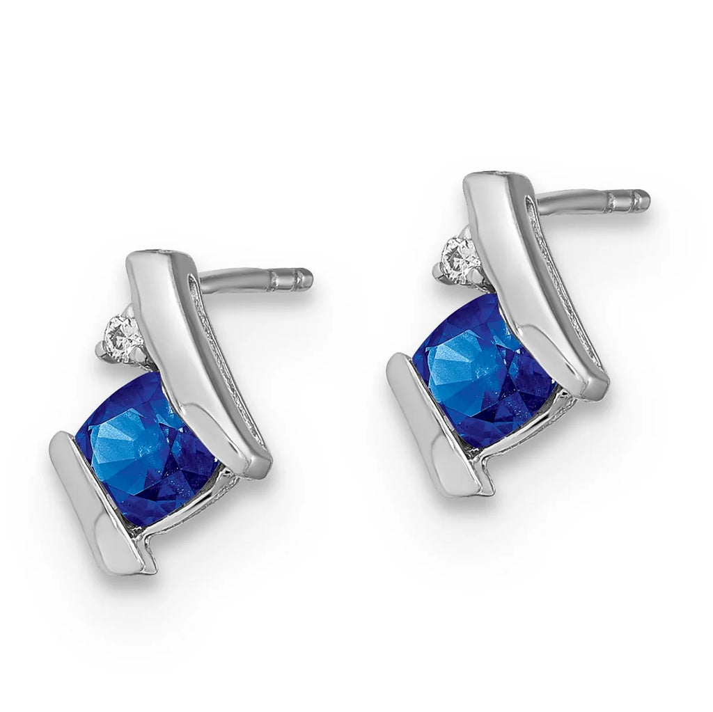10 Karat White Gold Sapphire & Diamond Earrings P655