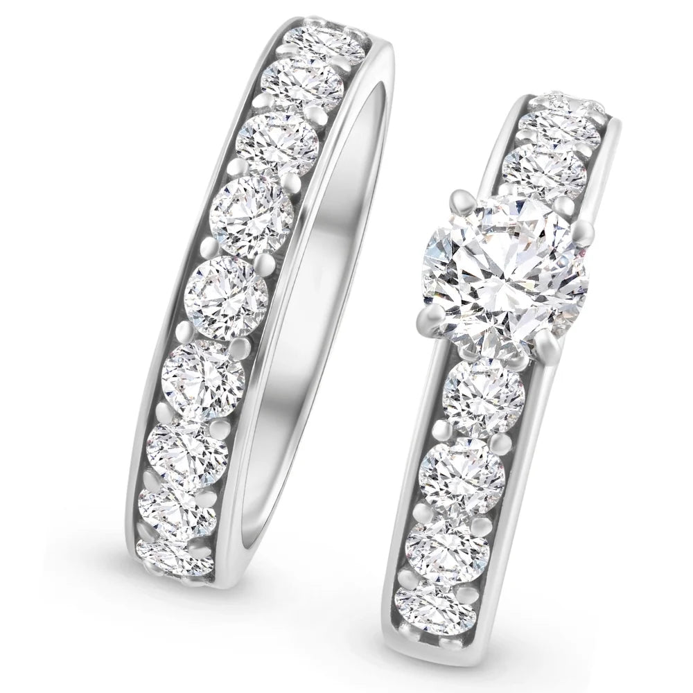 14k White or Yellow Gold Diamond Engagement & Wedding Ring Set Q872
