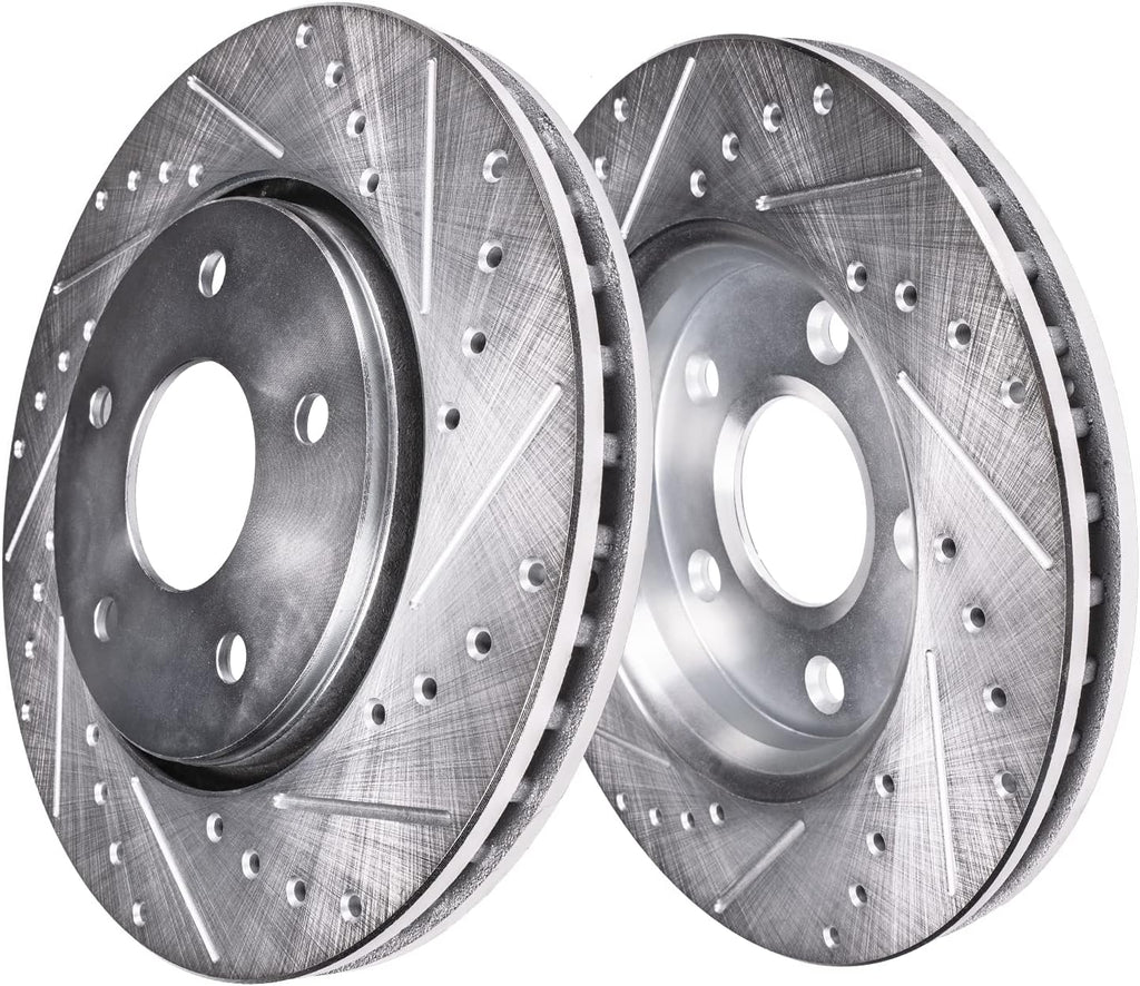 Front and Rear Drilled & Slotted Disc Brake Rotors 4pc Set D3148