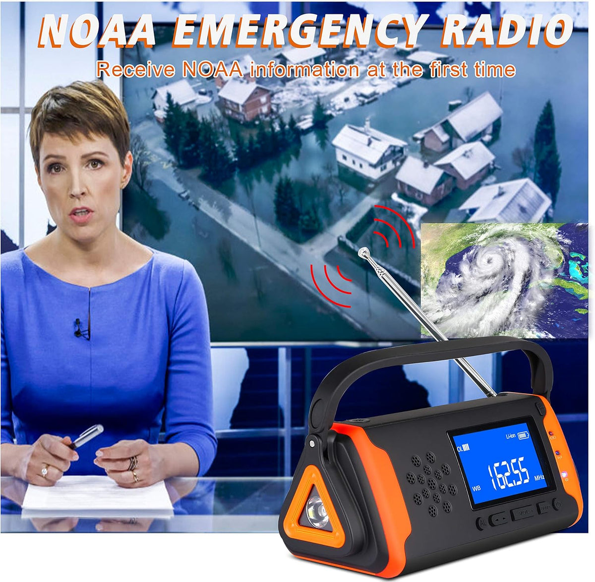 Solar Powered Hand Crank AM/FM/NOAA Weather Alert Radio with LED Flashlight V432257