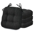 Black Tufted Chair Cushions with Ties, 16.5" X 16.5" W683