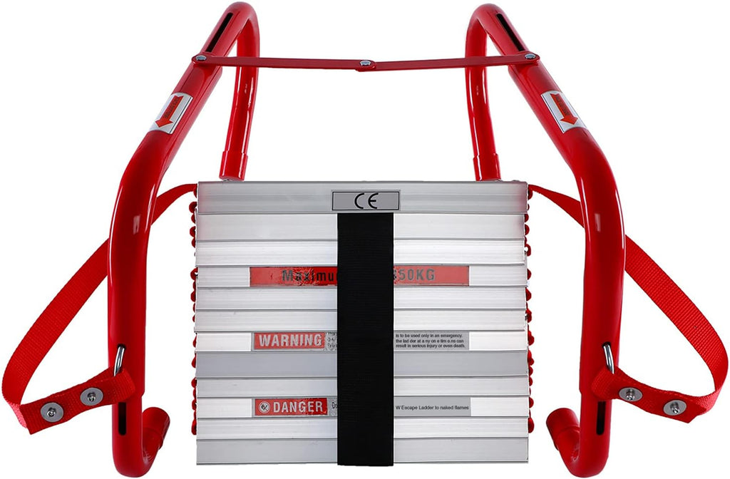 15 Foot Retractable Fire Escape Ladder with Aluminum Steps, Pack of 2 D57652