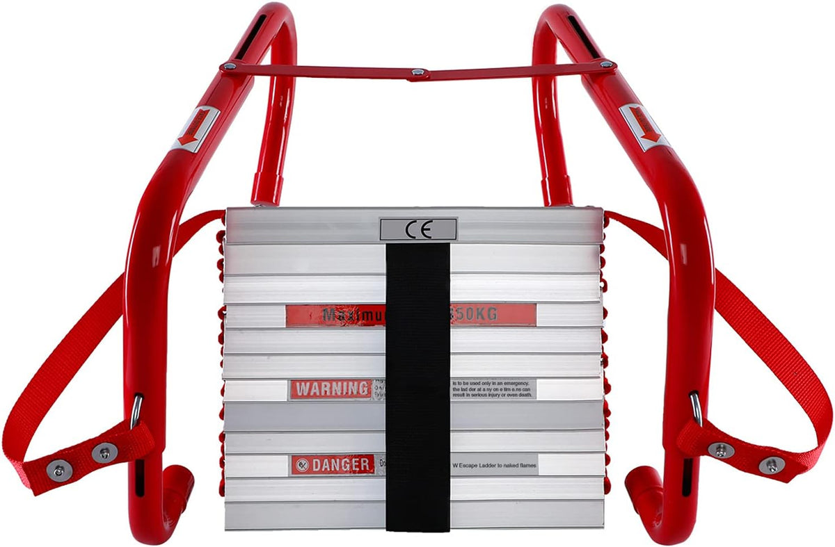 15 Foot Retractable Fire Escape Ladder with Aluminum Steps, Pack of 2 D57652