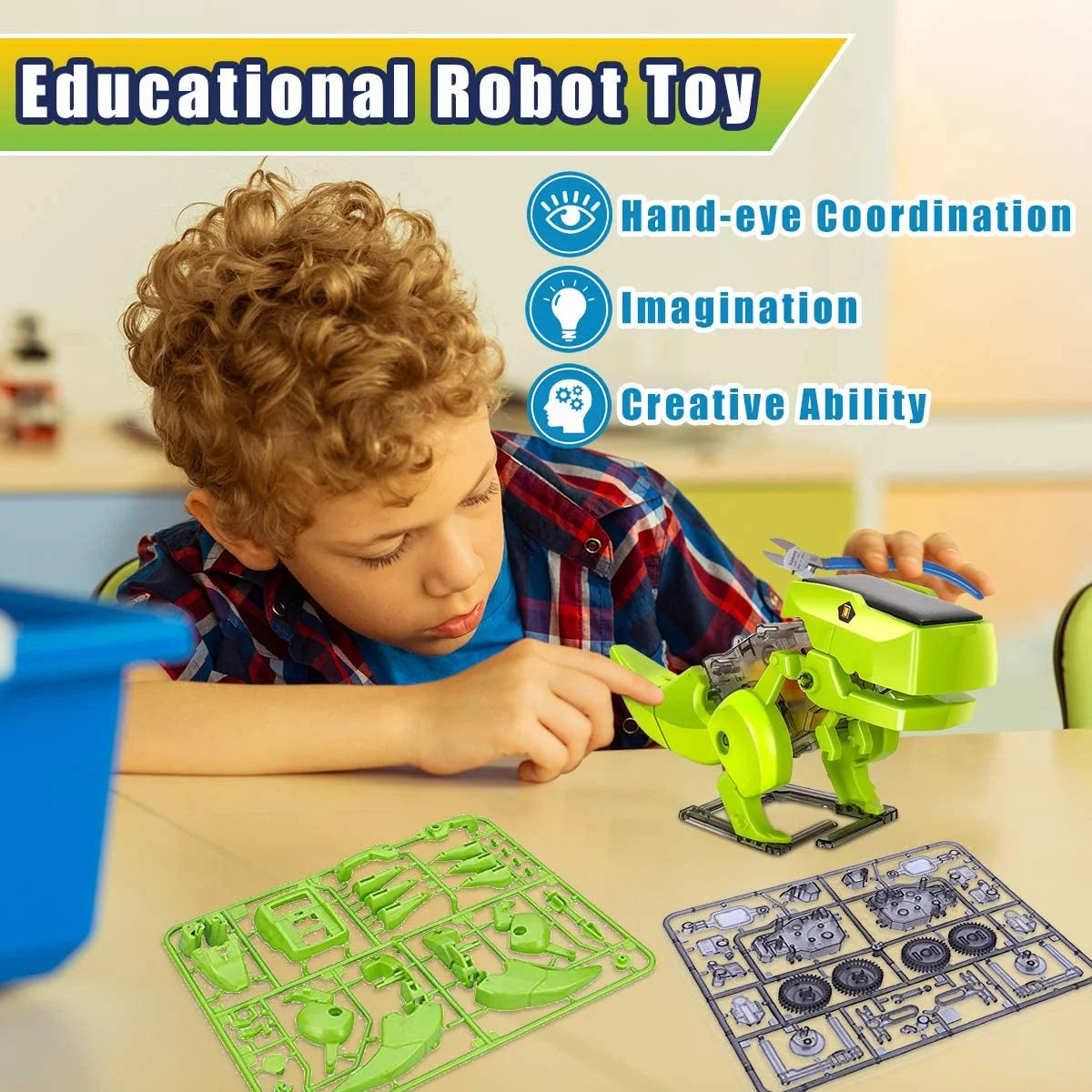 STEM Robot Building Educational Toy Science Kit 3 in 1 Solar Dinosaur Desk Robot H11393