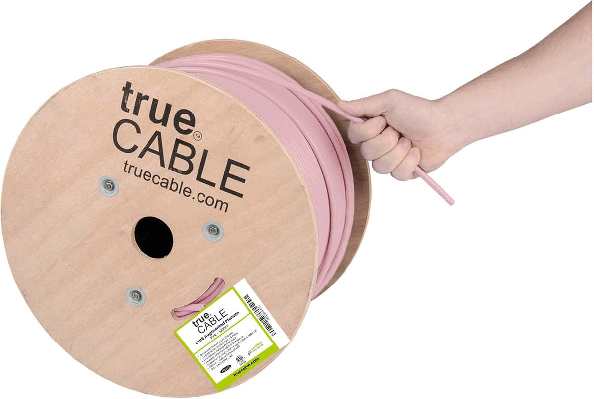 Cat6A Plenum 1000ft Yellow 23AWG 4 Pair Solid Bare Copper Bulk Ethernet Cable X69255