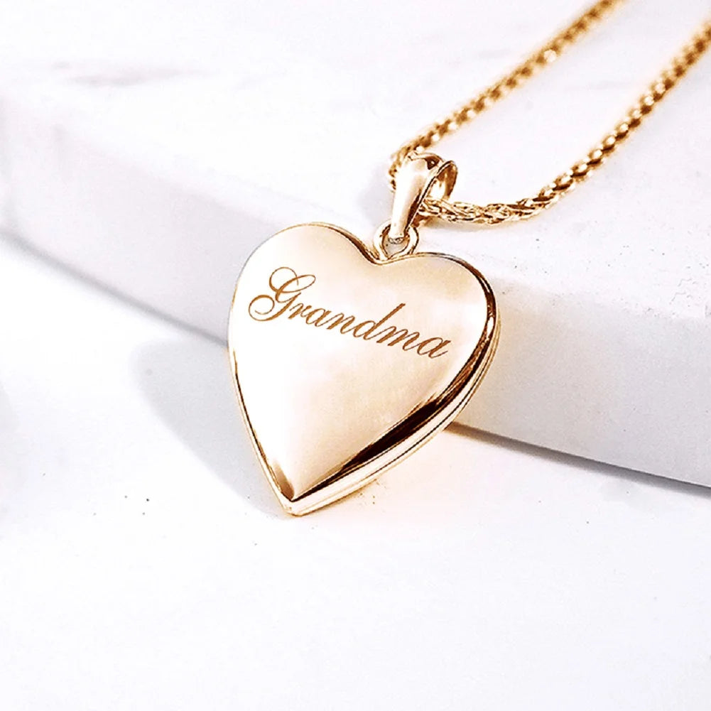 Solid 14K Yellow Gold Sweetheart Locket Necklace Pendants O124