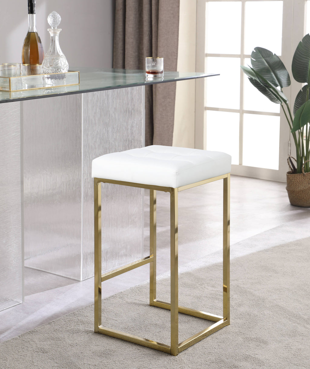 White Leather Tufted Counter Stool (Set of 2) R271544