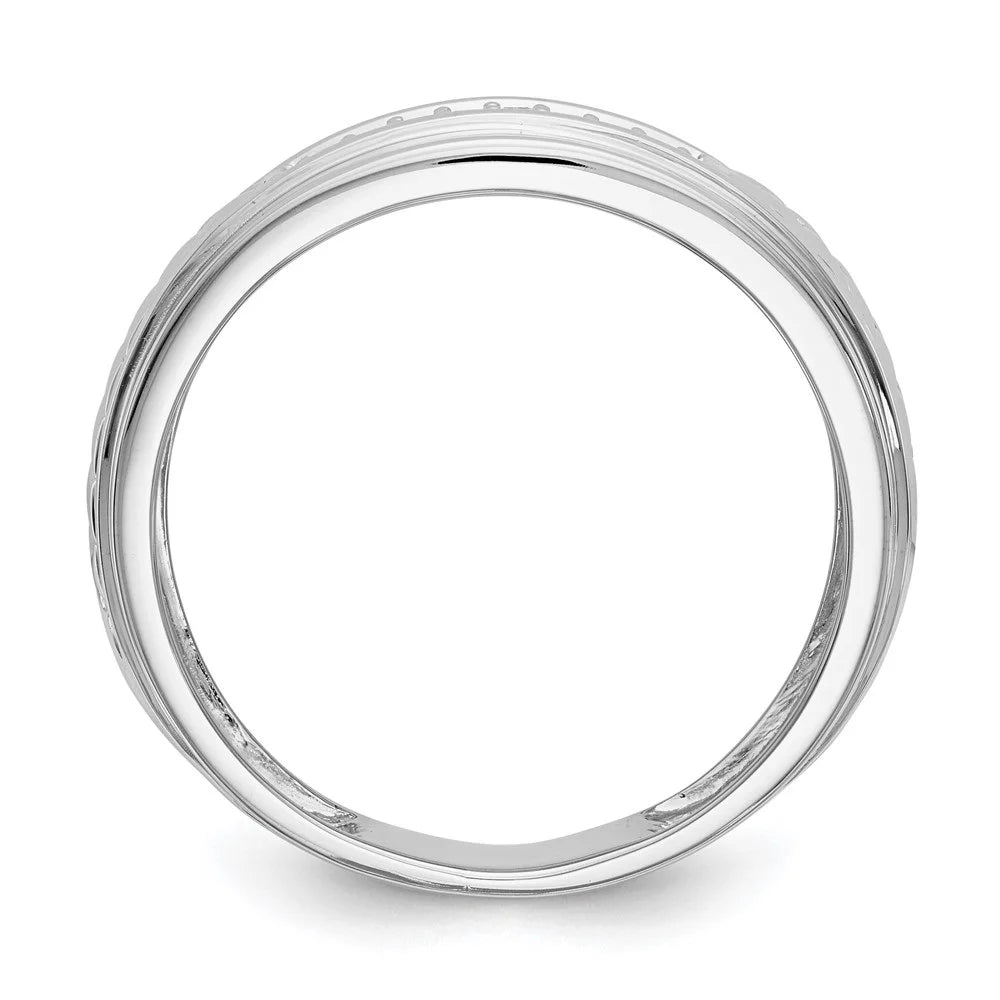 14K White Gold Diamond Trio Wedding Band Size 10 A965