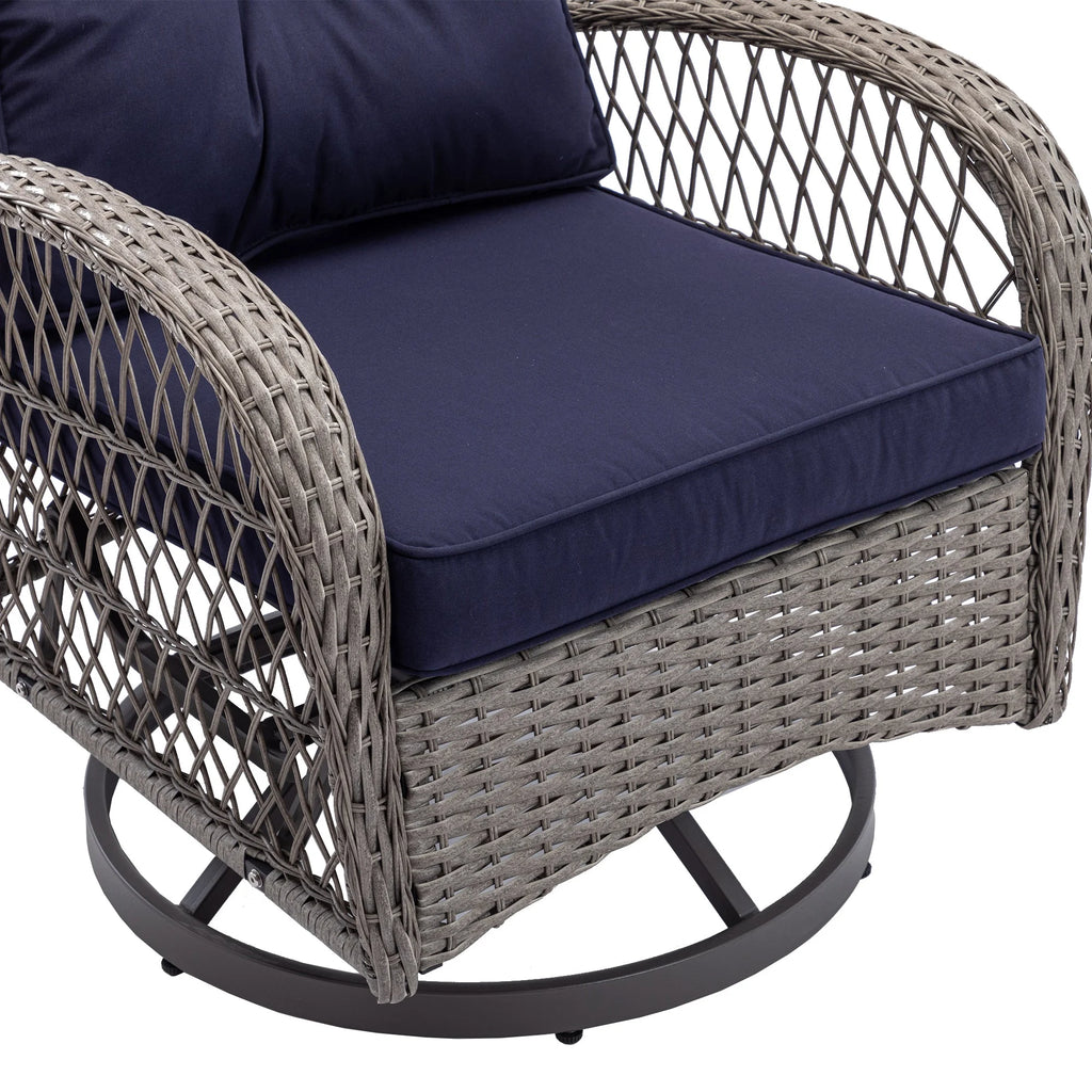 Navy Blue 3 Pc Outdoor Swivel Rocker Patio Chairs N40941