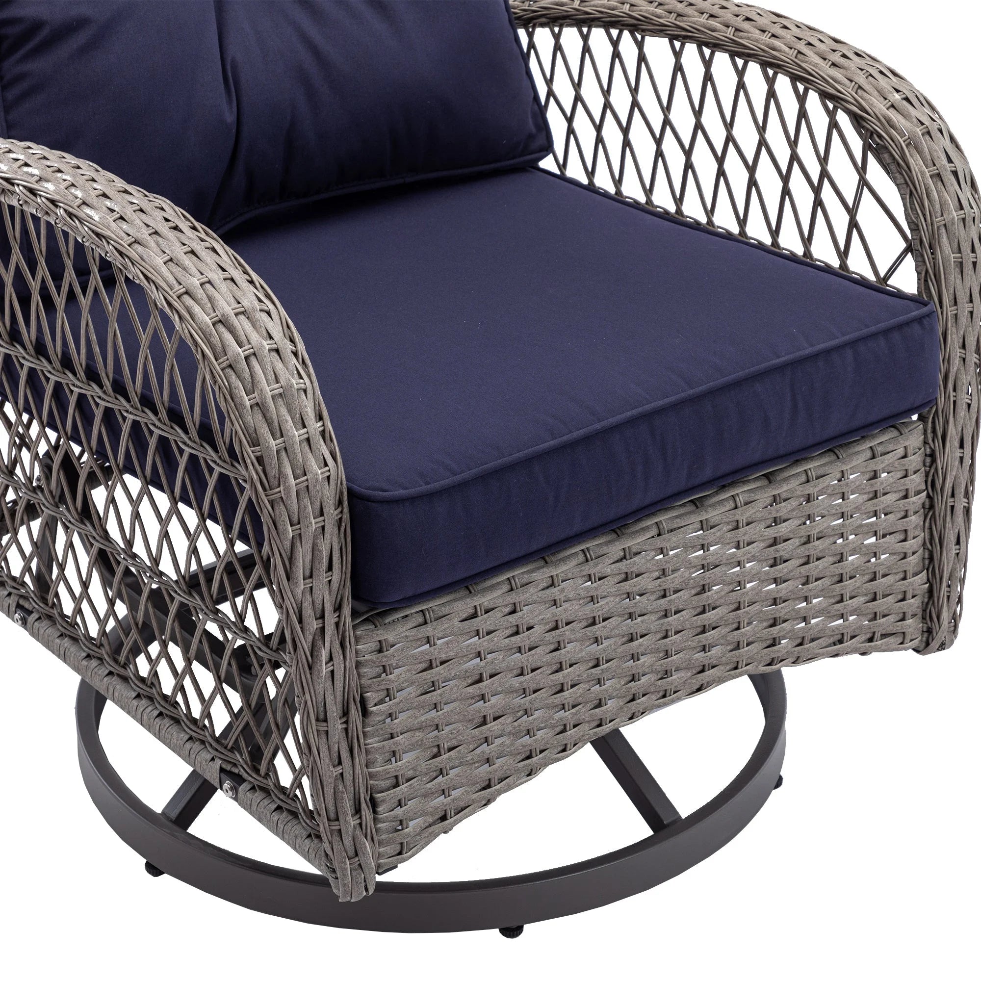 Navy Blue 3 Pc Outdoor Swivel Rocker Patio Chairs N40941