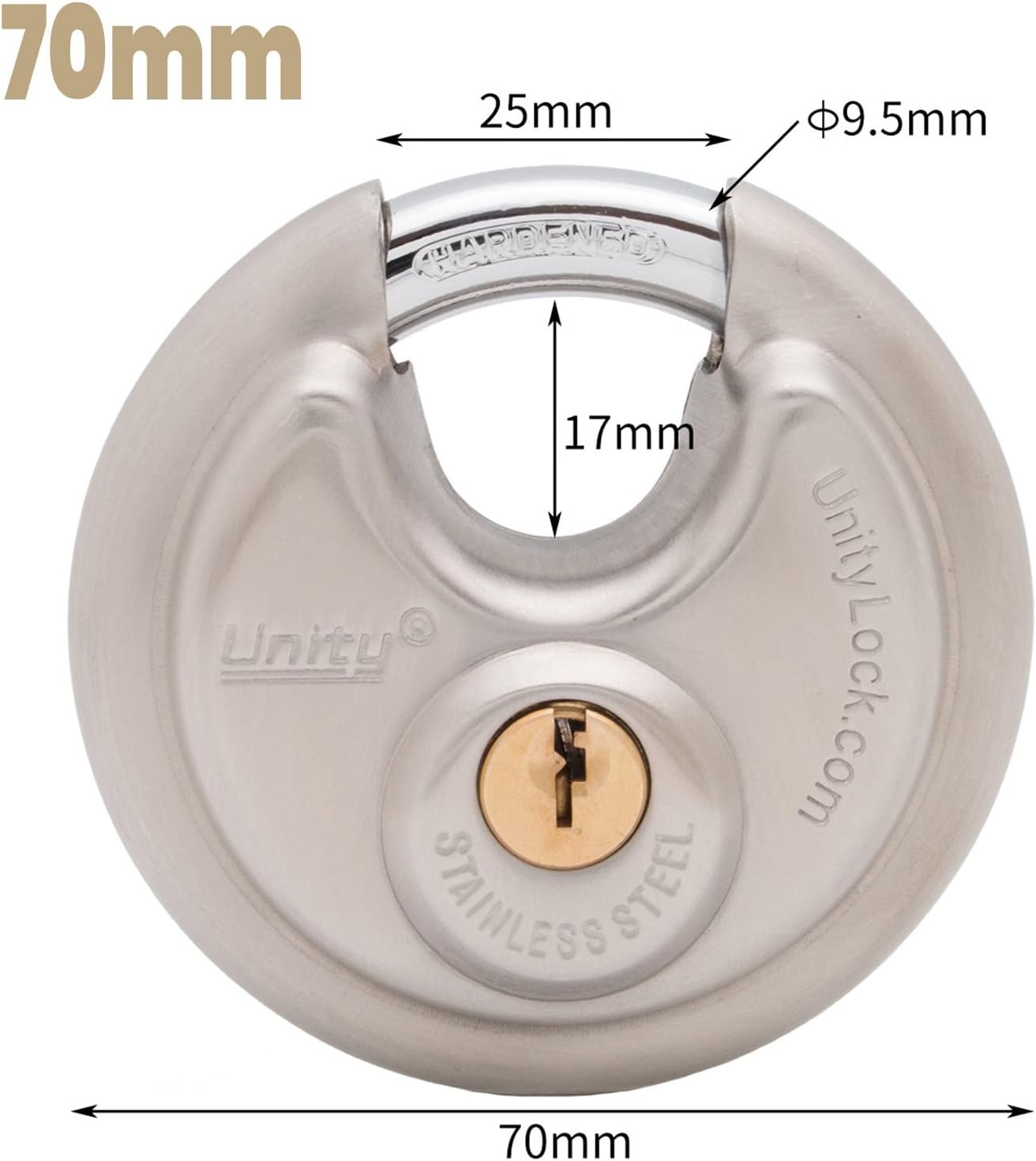 Stainless Steel Disc Padlock, Same Key Open, 2-3/4"(70mm) (50) U37393