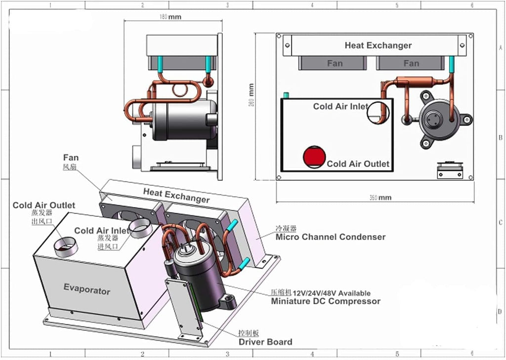 Compact AC Air Conditioning System Condenser Unit with Refrigeration Compressor B57217