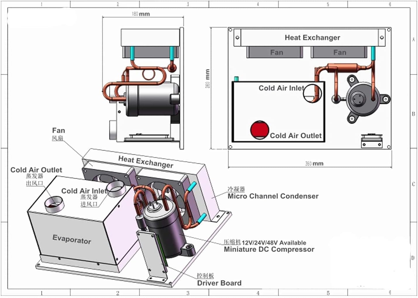 Compact AC Air Conditioning System Condenser Unit with Refrigeration Compressor B57217
