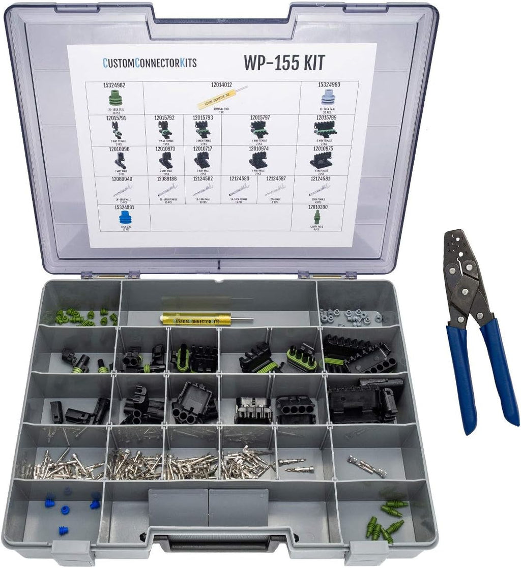 155 Piece Sealed Weatherproof Automotive Electrical Connectors Kit with Crimp Tool X91830