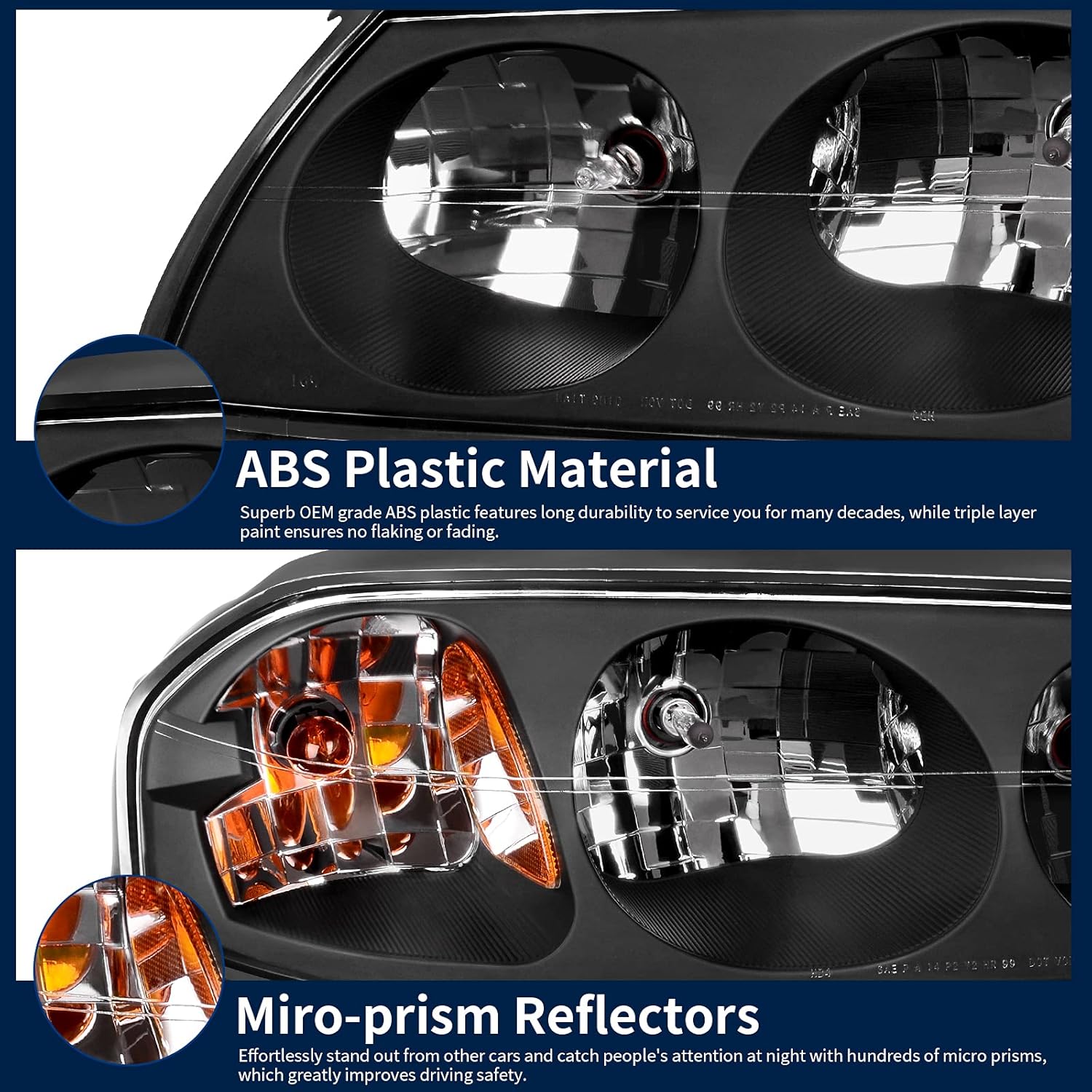 Headlight Assembly Compatible with 2000-2005 Chevy Impala M9909