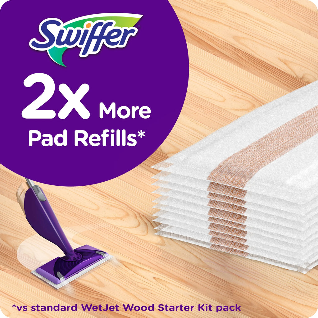 Wood Floor Mopping Starter Kit with Mop, 10 Pads, Solution, Batteries Z24232