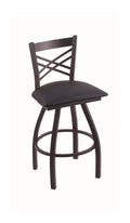 Black Wrinkle Swivel Stool with Allante Dark Blue Seat O7769