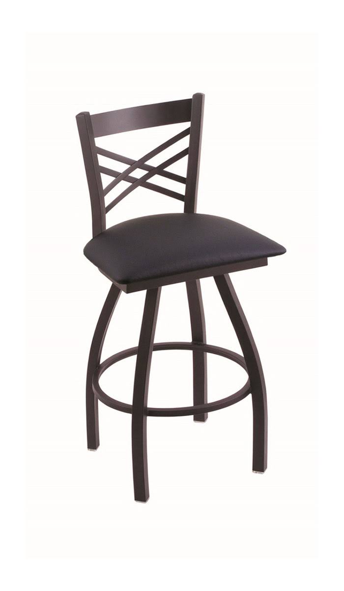 Black Wrinkle Swivel Stool with Allante Dark Blue Seat O7769