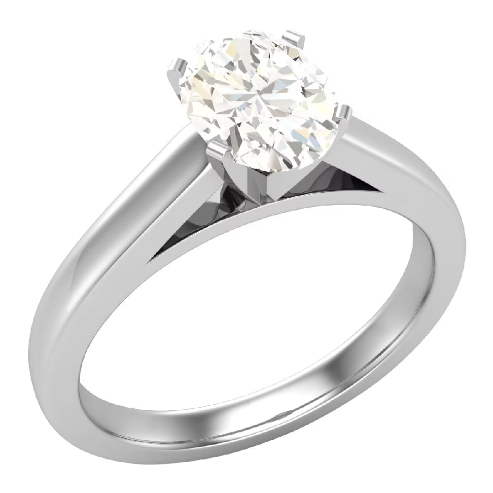 Oval Solitaire 0.75 Carat 14K White Gold Engagement Ring W52041