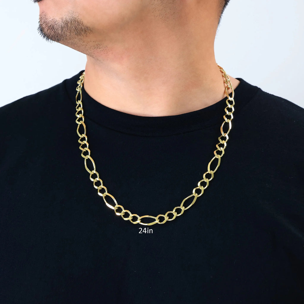 14k Yellow Gold Solid Figaro Chain Link Necklace 18" - 30" L6432