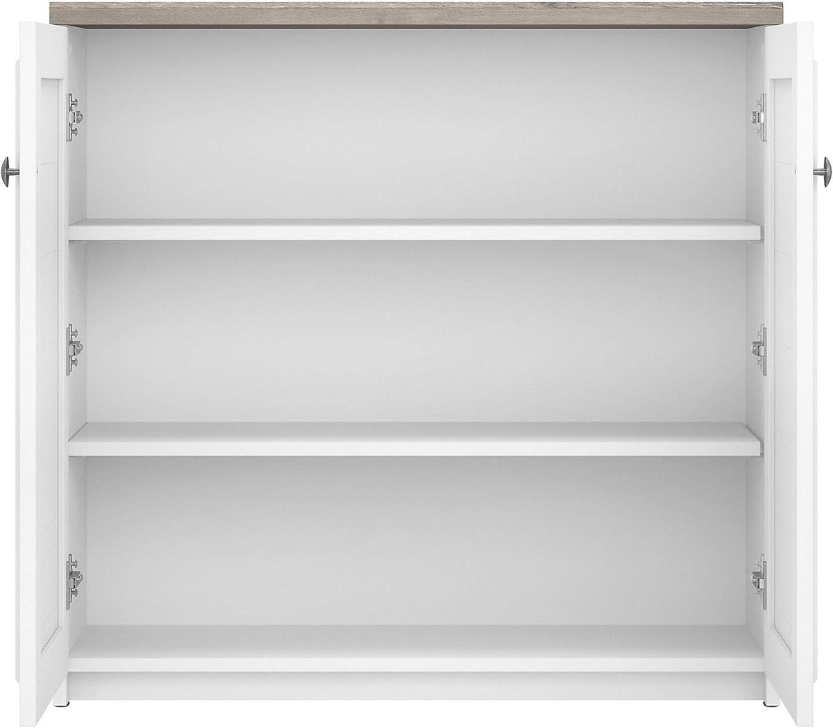 2 Door Low Storage Cabinet, Shiplap Gray/Pure White P706561
