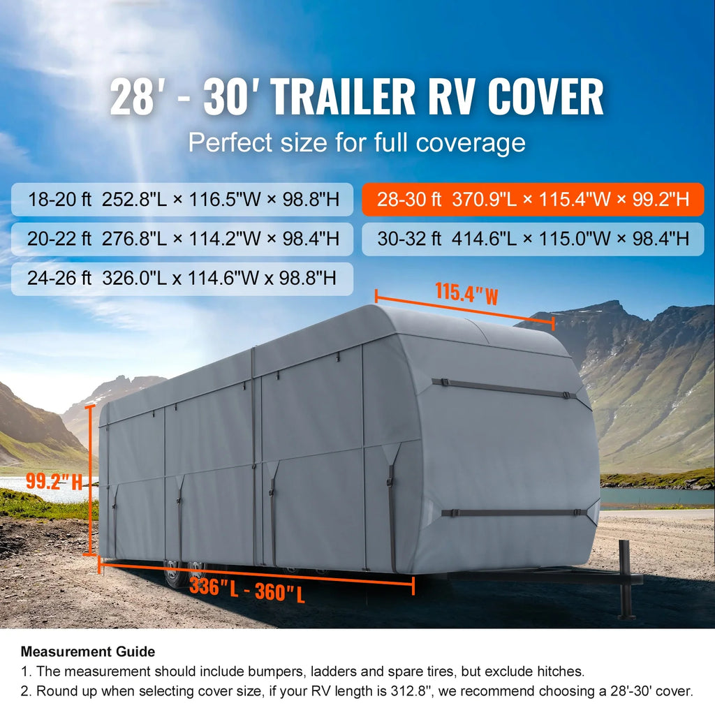 28-30' 4-Layer Non-Woven Fabric RV Cover with Storage Bag and Patches E17891