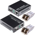 1.25G/s Bidi Gigabit Multi-Mode Fiber Ethernet Media Converter with 2PCS Bidi SFP LC Dual Transceiver Module, 10/100/1000Base-Tx to 1000Base-SX SMF RJ45 to SFP Slot, 550M, Pack of 2 P481242