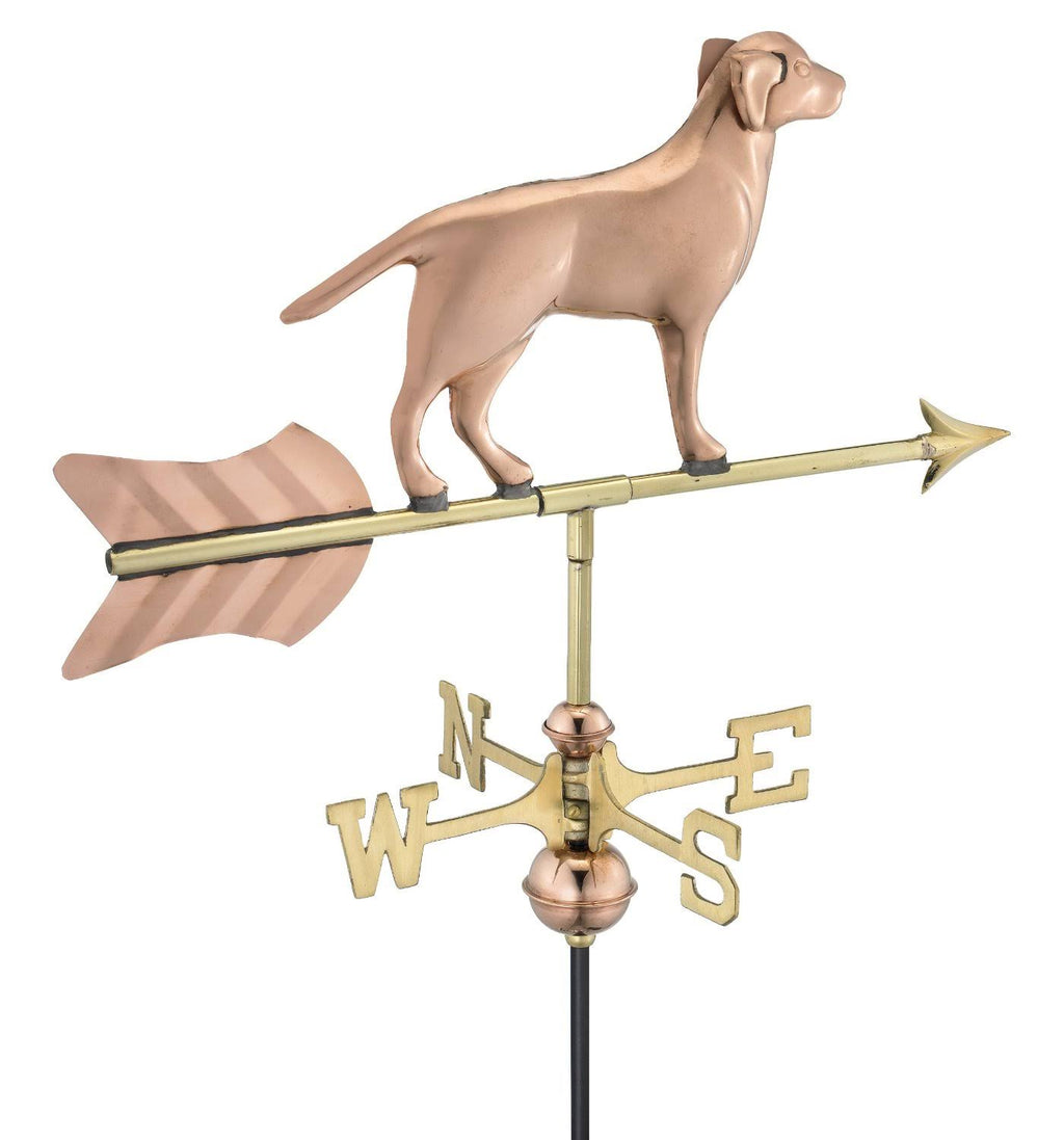 Polished Copper Labrador Retriever Weathervane Roof Mount I4583