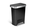 45 Litre Rectangular Step Trash Can Black Plastic N6898