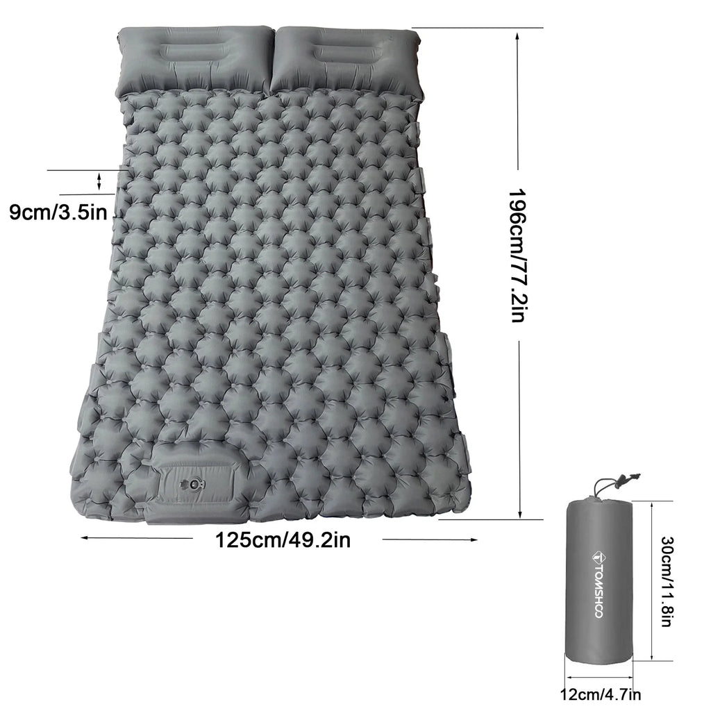 Backpacking Sleeping Pad with Air Pillow for 2 People Camping M3543